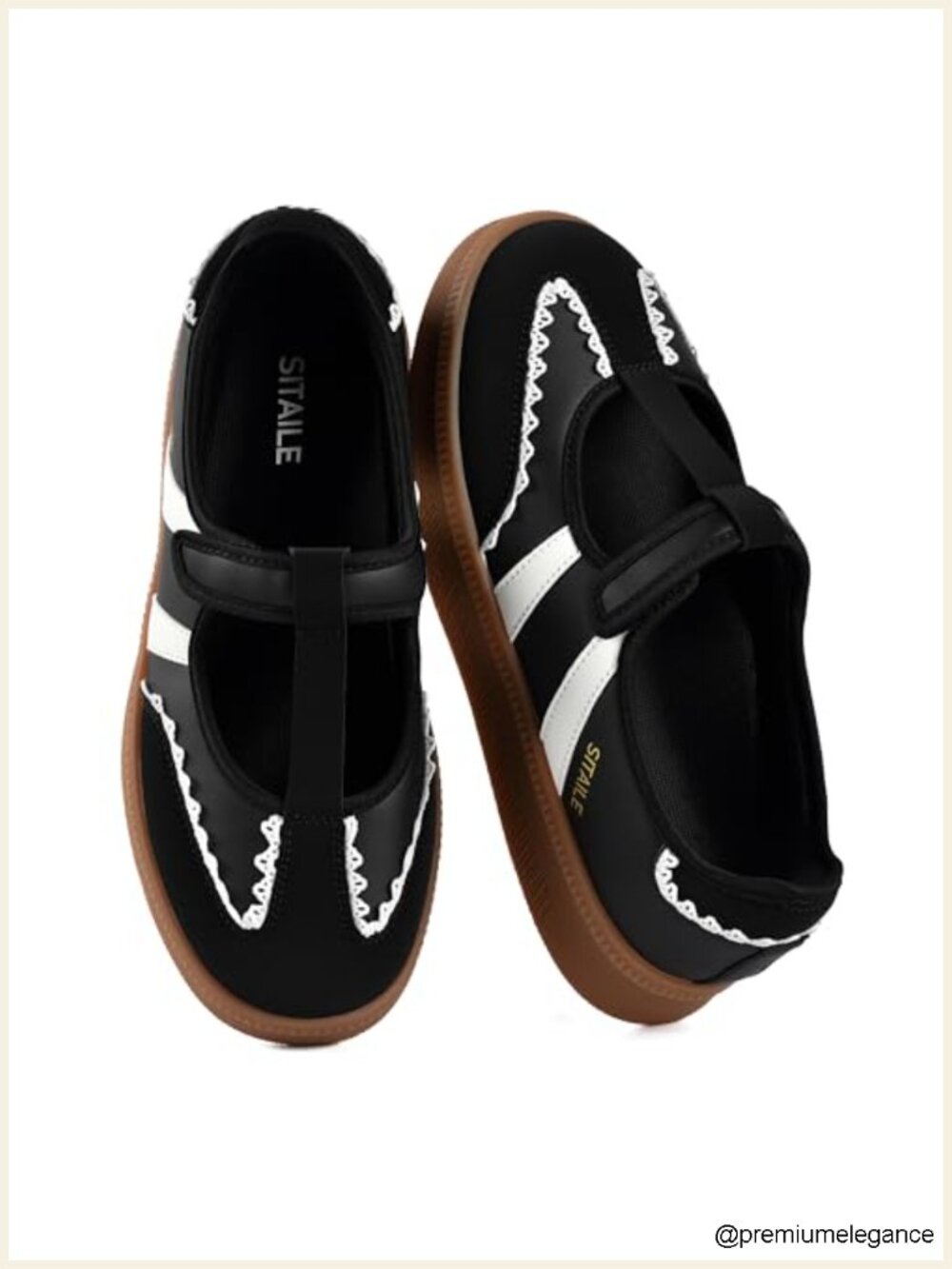 Women's T-Strap Mary Jane Sneakers Ballet Flats Fashion Walking Shoes PU Leather